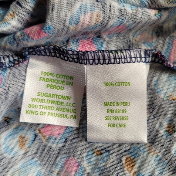 Lilly Pulitzer Etta V-Neck Top Seabreeze Blue Low Tide Navy Spotted Wild size XS - Picture 8 of 9